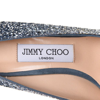Jimmy Choo Coarse Glitter Degrade Pointy Toe Romy 100 Pumps 36.5 Silver Dusk Blue 14 of 16