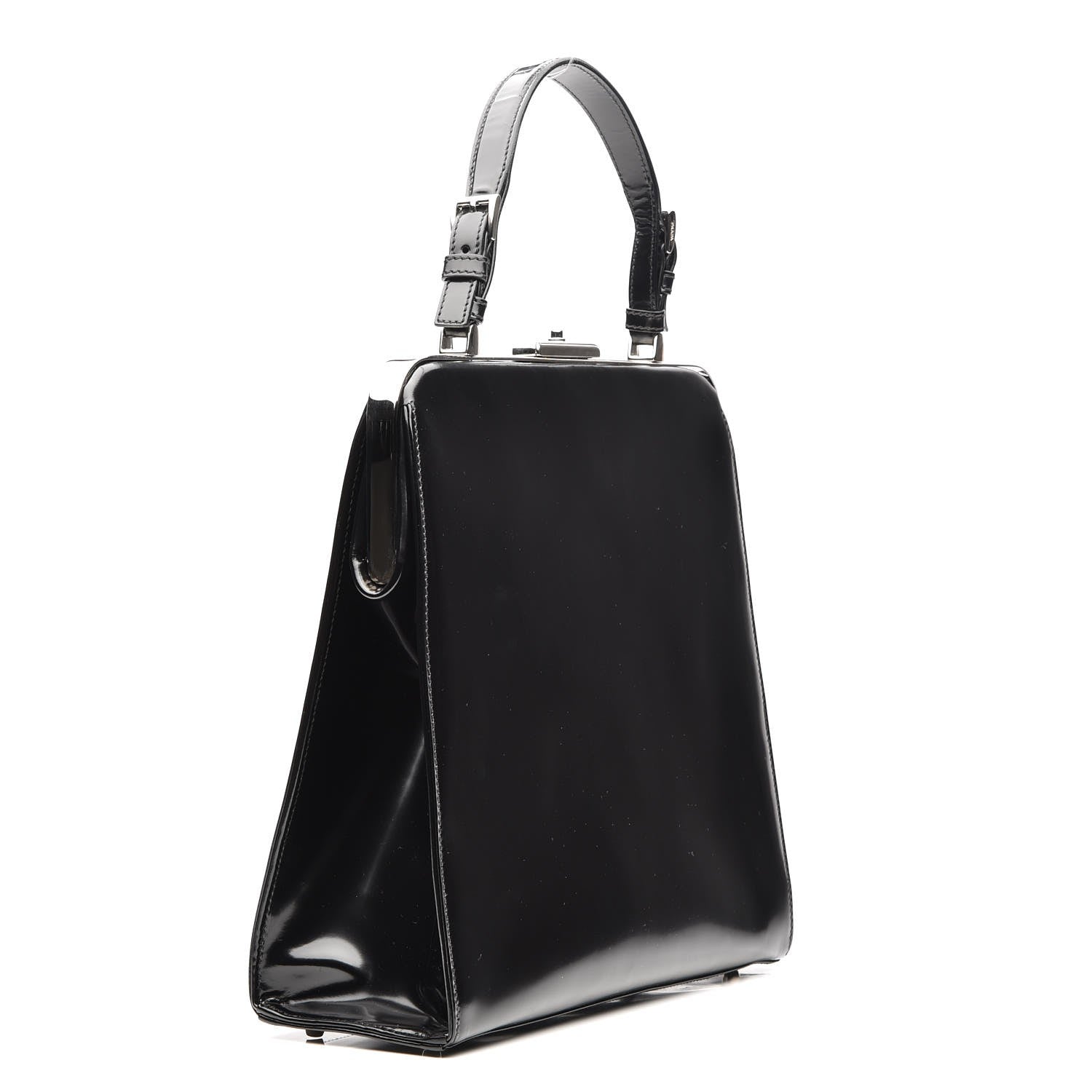 Prada Spazzolato Logo Print Framed Bag Nero Black 3 of 7