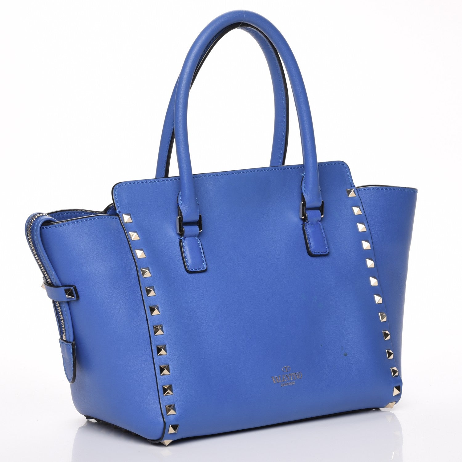 Valentino Garavani Vitello Small Rockstud Double Handle Tote Light Sapphire 3 of 8