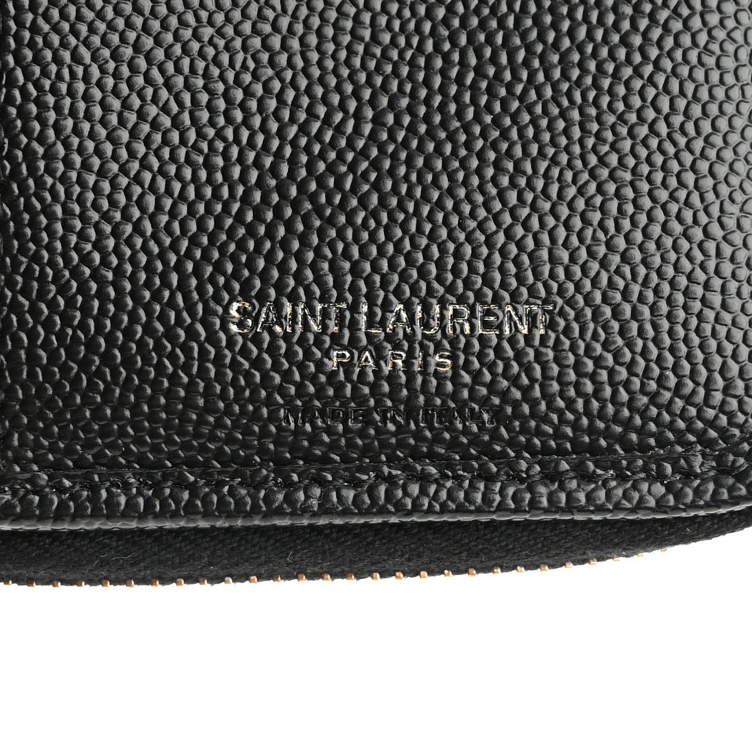 Saint Laurent Grain De Poudre Matelasse Chevron Monogram Compact Zip Around Wallet Black 7 of 8
