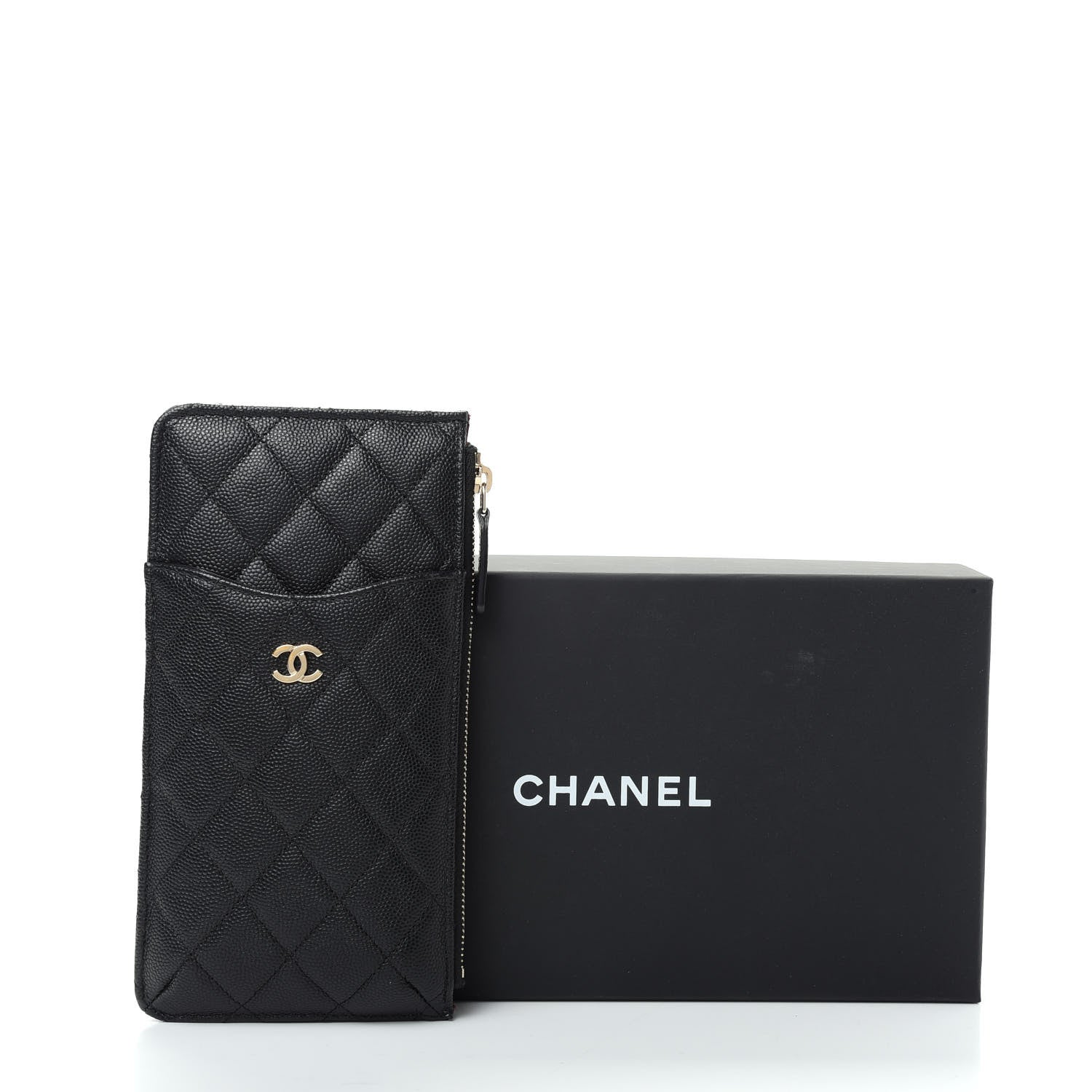 Chanel Caviar Quilted Classic Flat Wallet Pouch Black 8 of 8