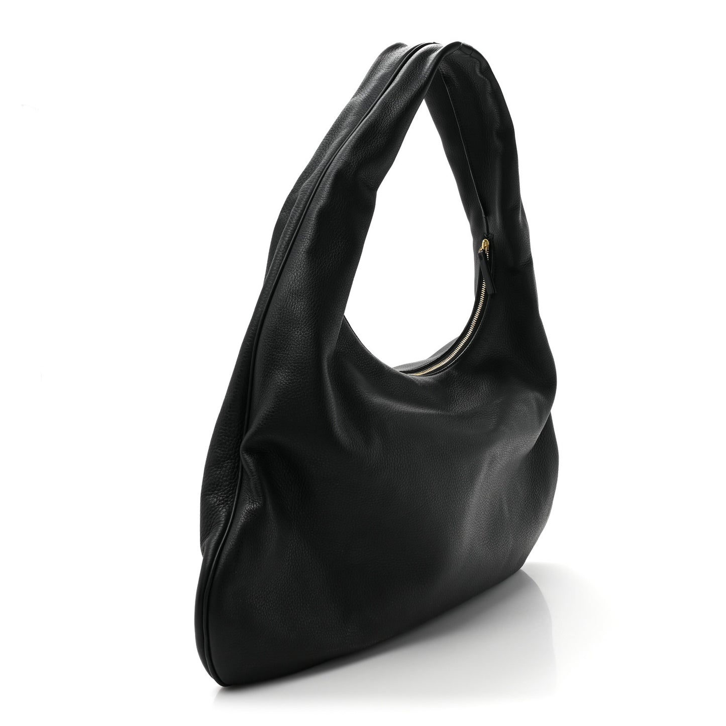 Grained Calfskin Medium Everyday Shoulder Bag Black