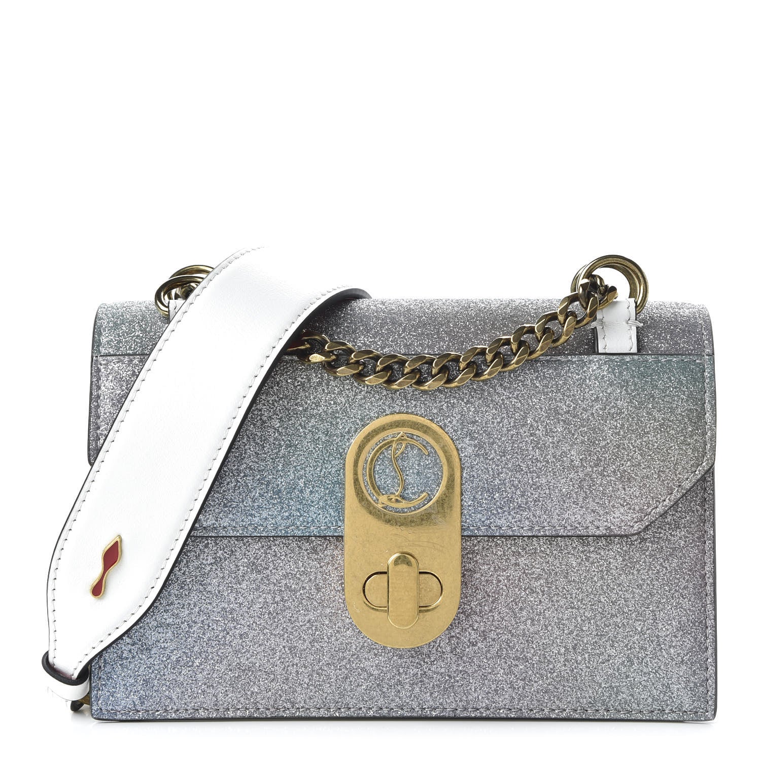 Christian Louboutin Glitter Calfskin Elisa Mini Shoulder Bag Multicolor Snow 1 of 9