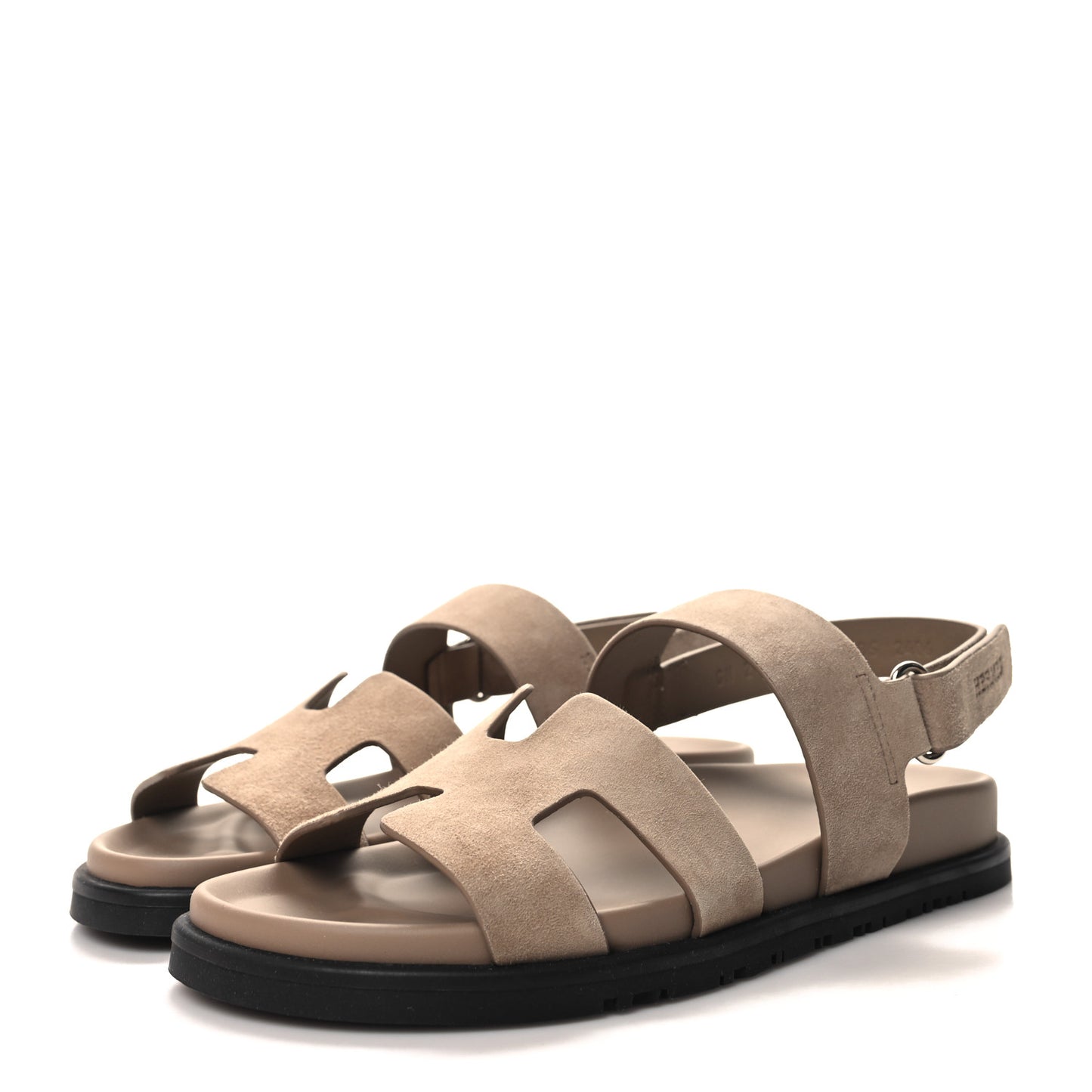 Suede Goatskin Womens Genius Sandals 38.5 Beige Argile