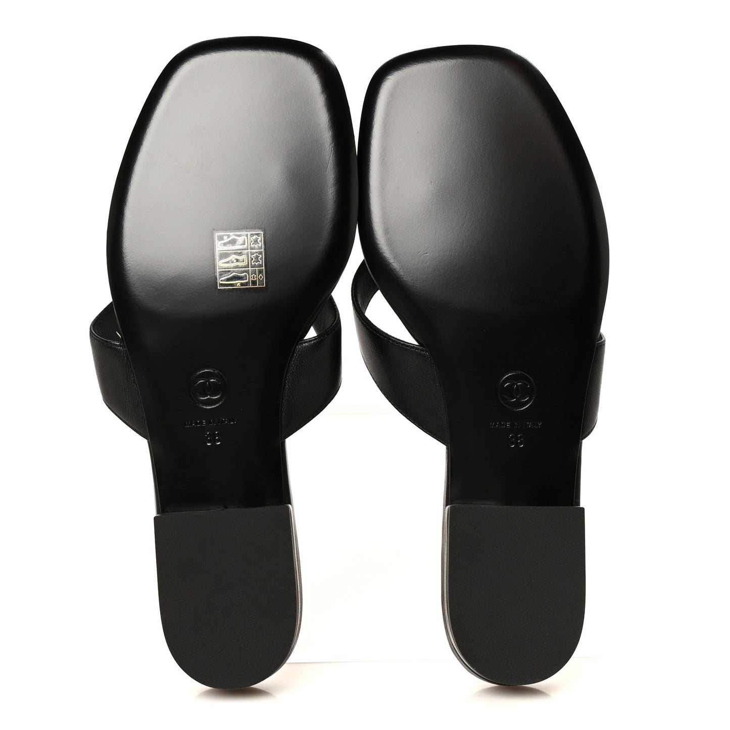 Lambskin CC Thong Sandals 38 Black