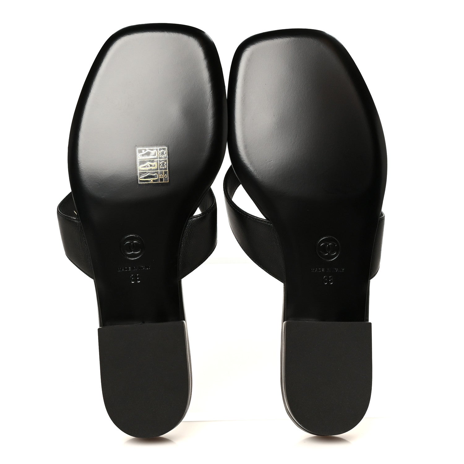 Chanel Lambskin CC Thong Sandals 38 Black 6 of 9
