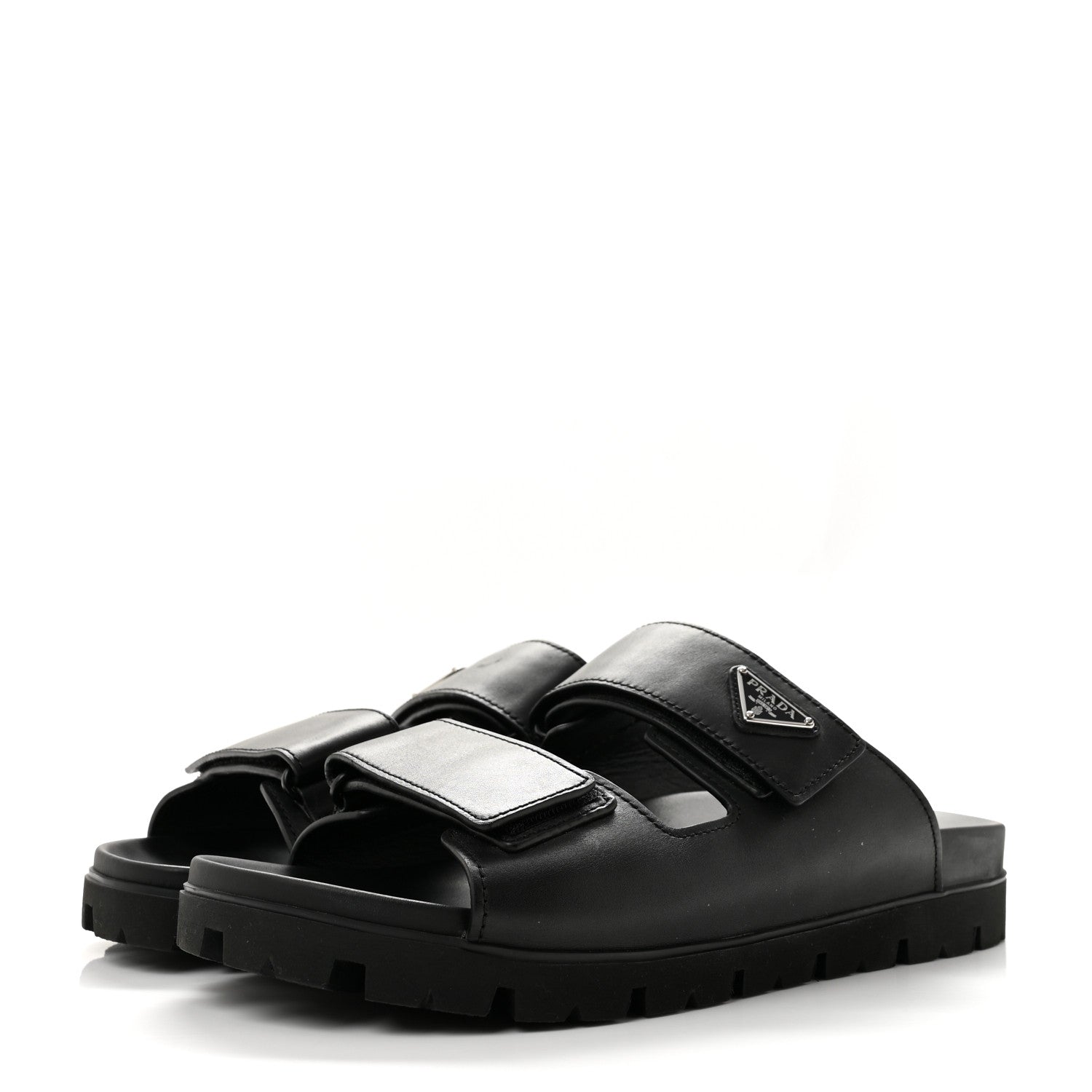 Prada Vitello Sport Triangle Logo Mens Strap Sandals 11 Black 4 of 10