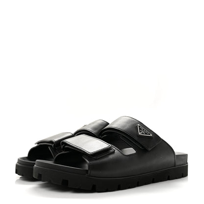 Prada Vitello Sport Triangle Logo Mens Strap Sandals 11 Black 4 of 10