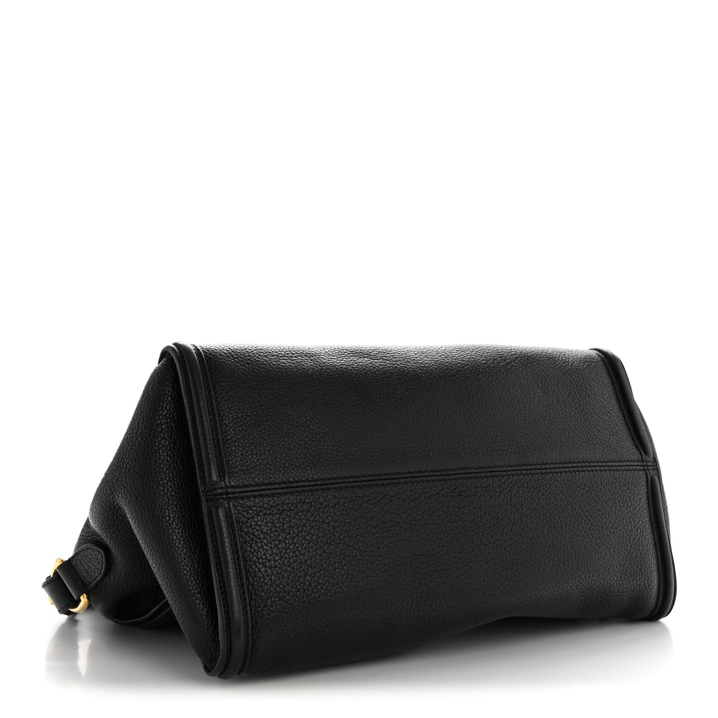 Pebbled Calfskin Small Skull Padlock Zip Around Tote Black
