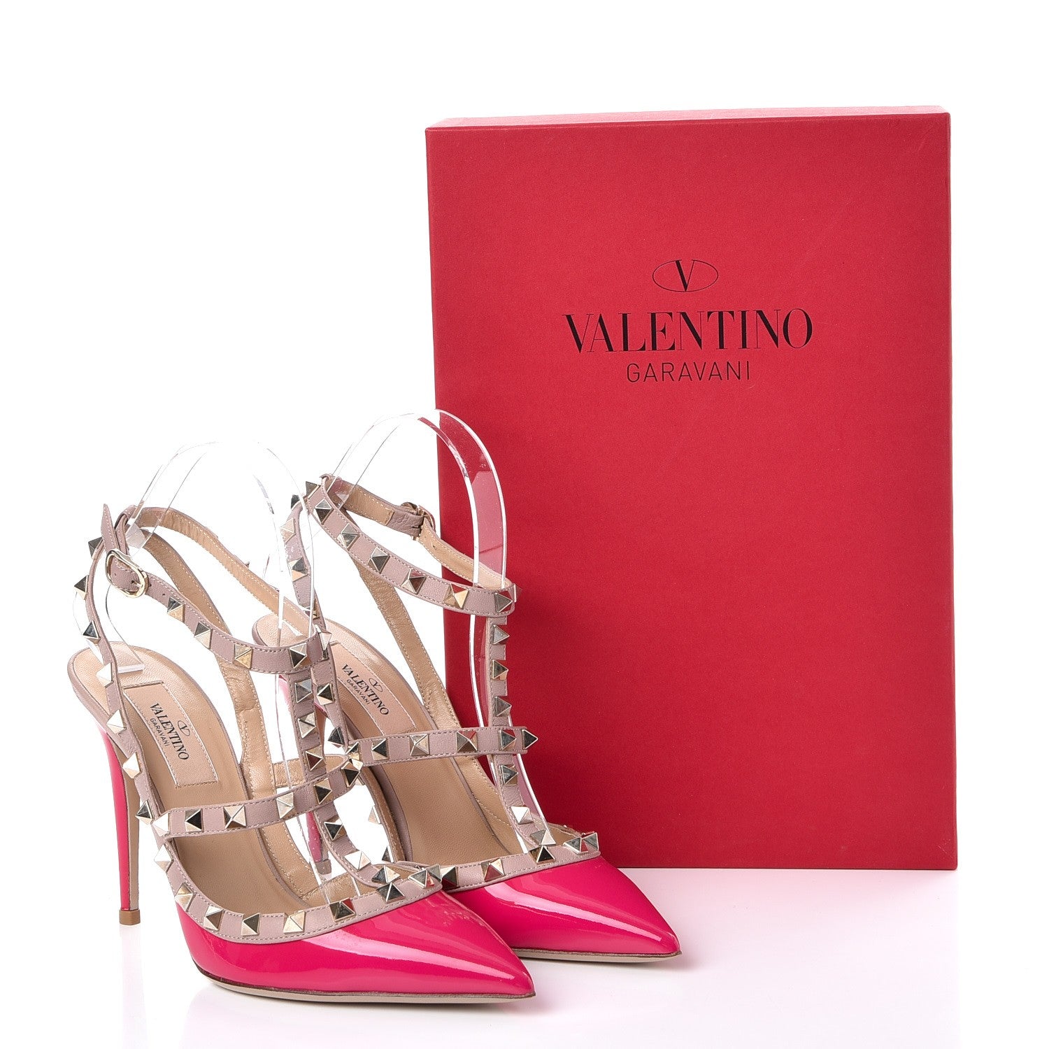 Valentino Garavani Patent Rockstud Ankle Strap Pumps 37 Fuchsia Poudre 8 of 8