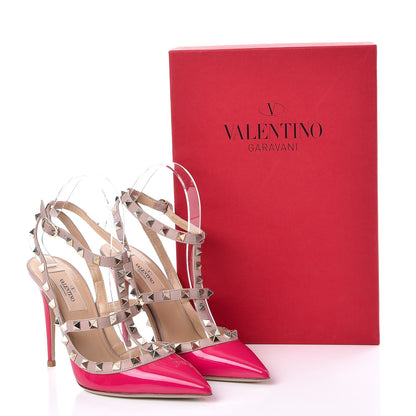 Valentino Garavani Patent Rockstud Ankle Strap Pumps 37 Fuchsia Poudre 8 of 8