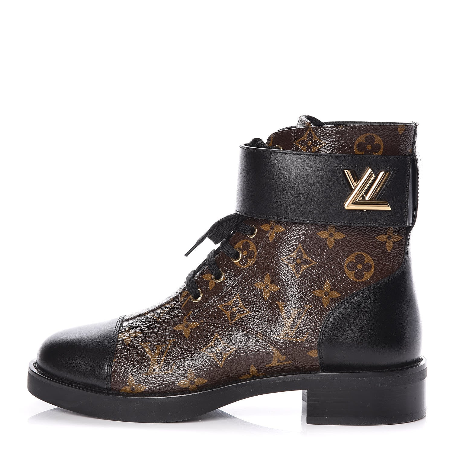 Louis Vuitton Calfskin Monogram Wonderland Flat Ranger Boots 40 Black 1 of 10
