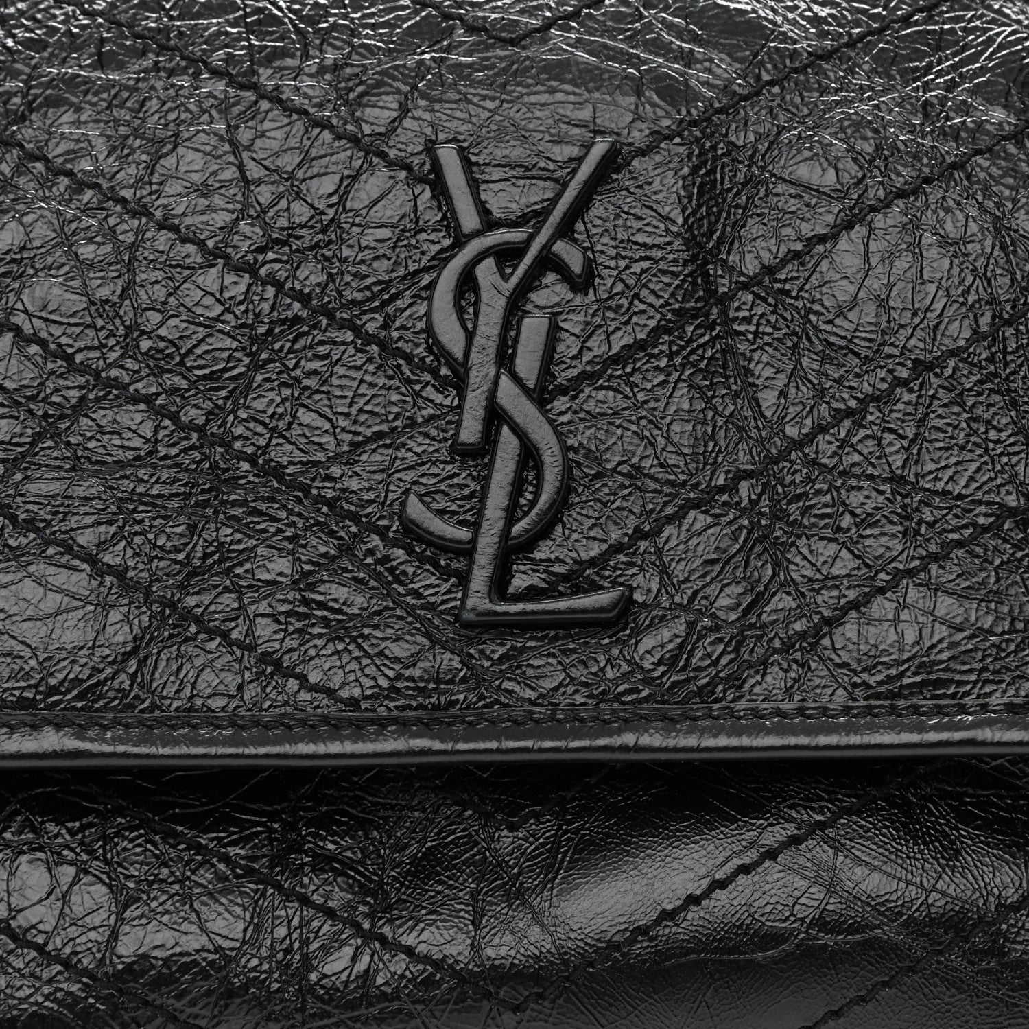 Saint Laurent Crinkled Calfskin Matelasse Monogram Medium Niki Chain Satchel Black 8 of 8