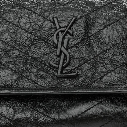 Saint Laurent Crinkled Calfskin Matelasse Monogram Medium Niki Chain Satchel Black 8 of 8