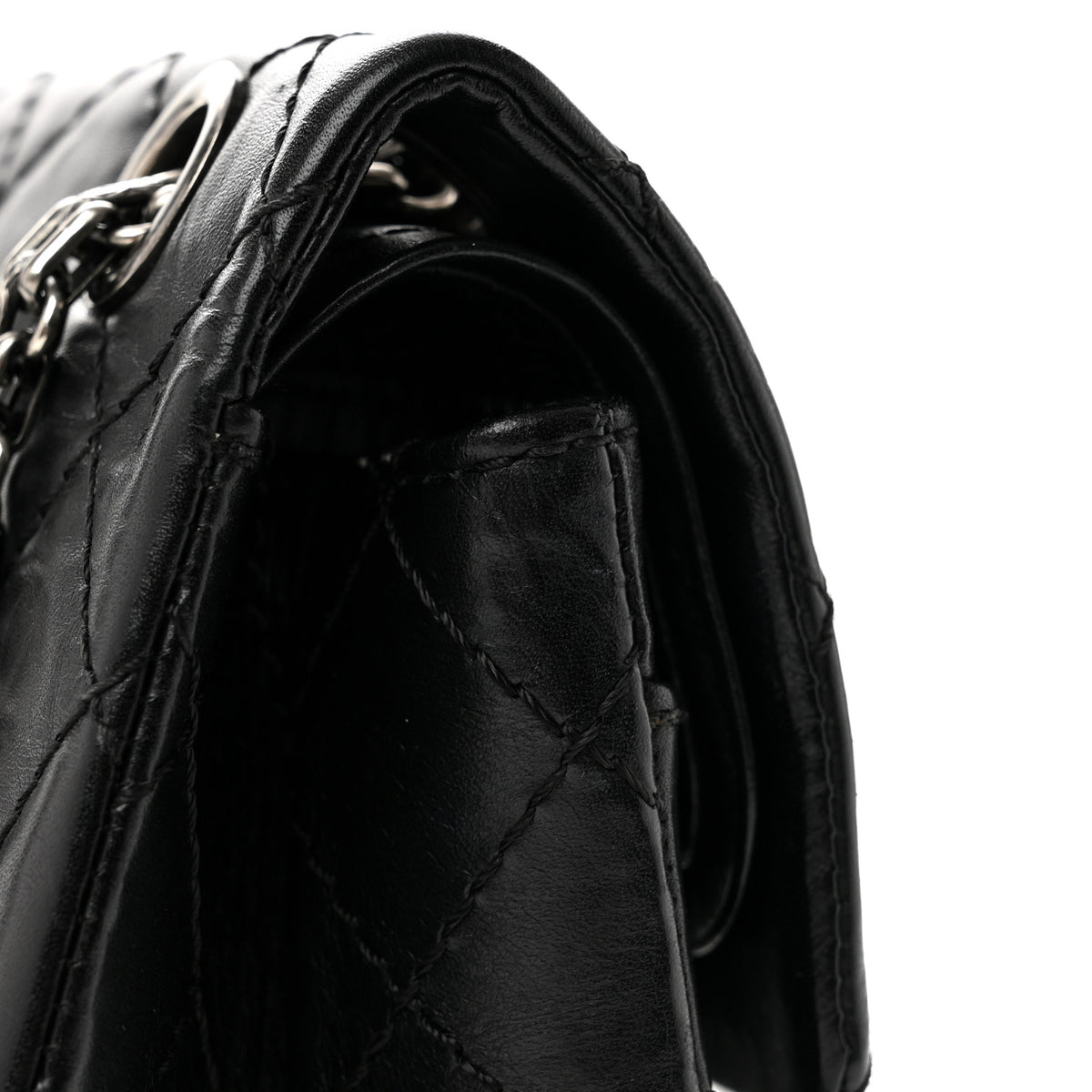 Aged Calfskin Quilted 2.55 Reissue Mini Flap Black