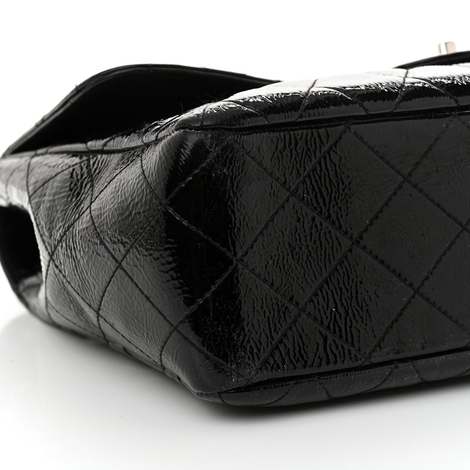 Chanel Crinkled Patent Quilted Jumbo Single Flap Black 9 of 12