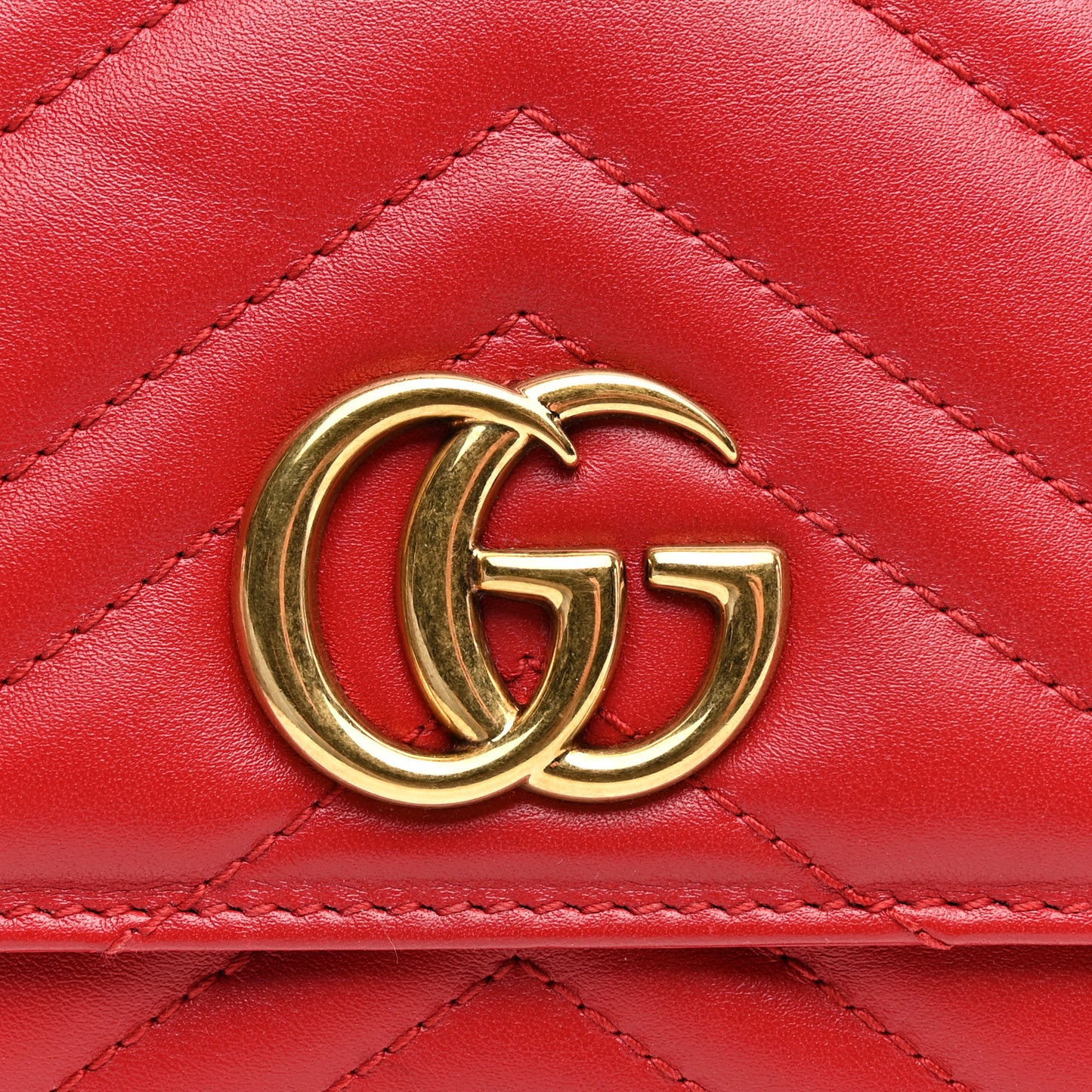 Calfskin Matelasse GG Marmont Continental Wallet Hibiscus Red