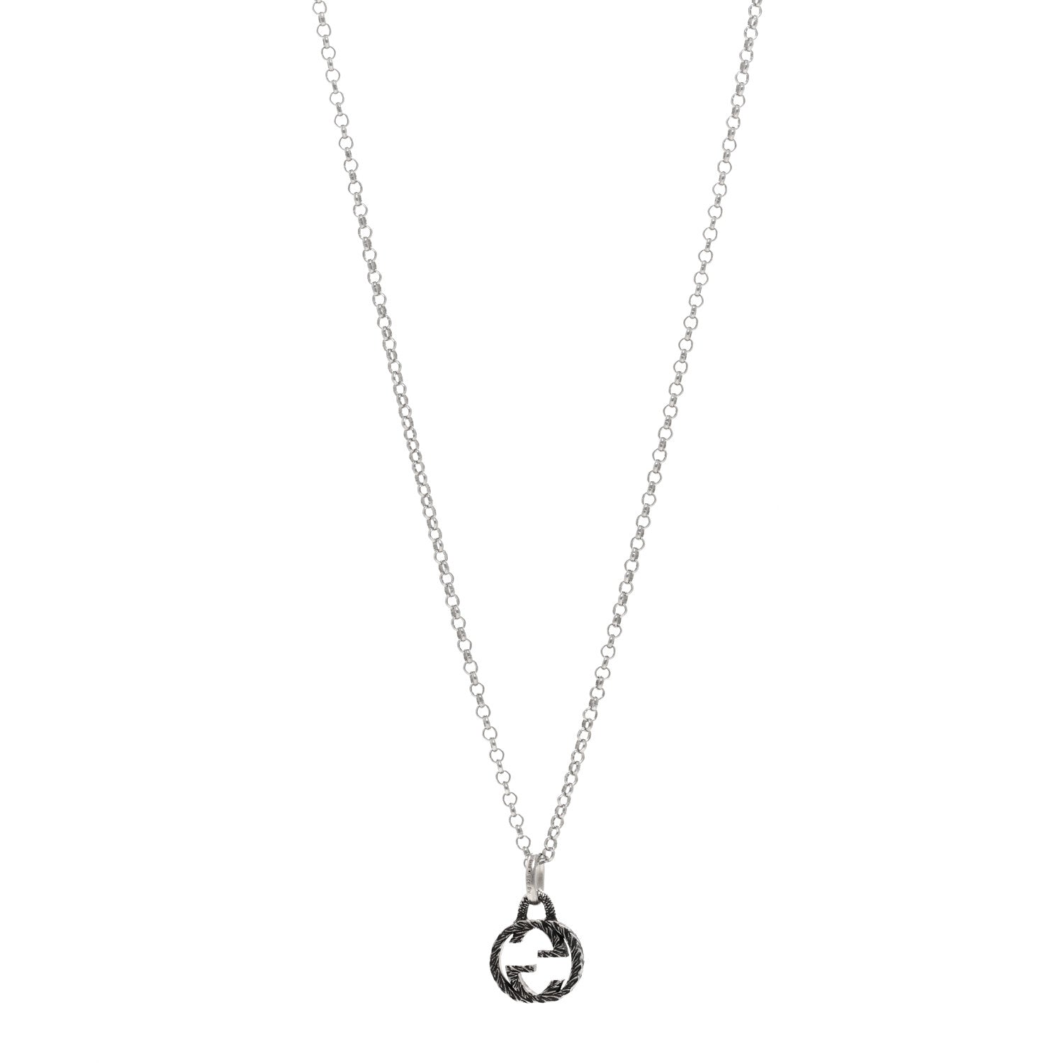 Gucci Sterling Silver Small Interlocking G Pendant Necklace 1 of 5