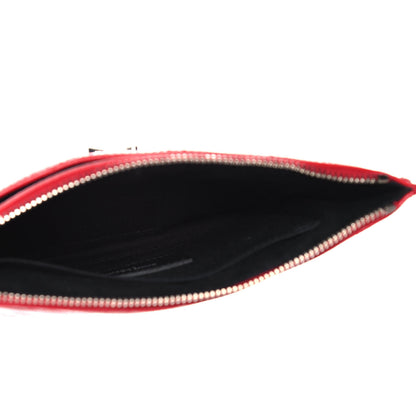 Saint Laurent Grain De Poudre Chevron Monogram Bill Pouch Rouge Eros 5 of 11