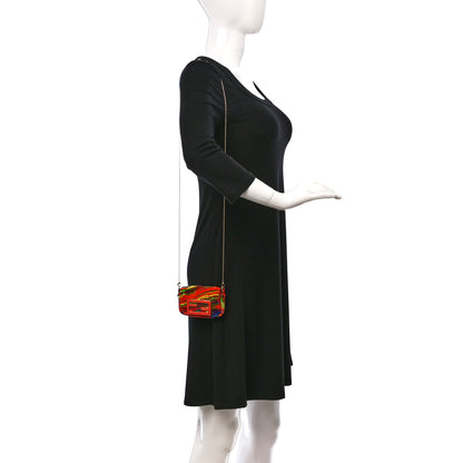 Fendi Velvet Marble Nano Maxi Buckle Baguette Charm Rosso Multicolor 3 of 9