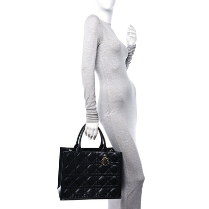 Christian Dior Calfskin Macro Cannage Medium Book Tote Black 2 of 10