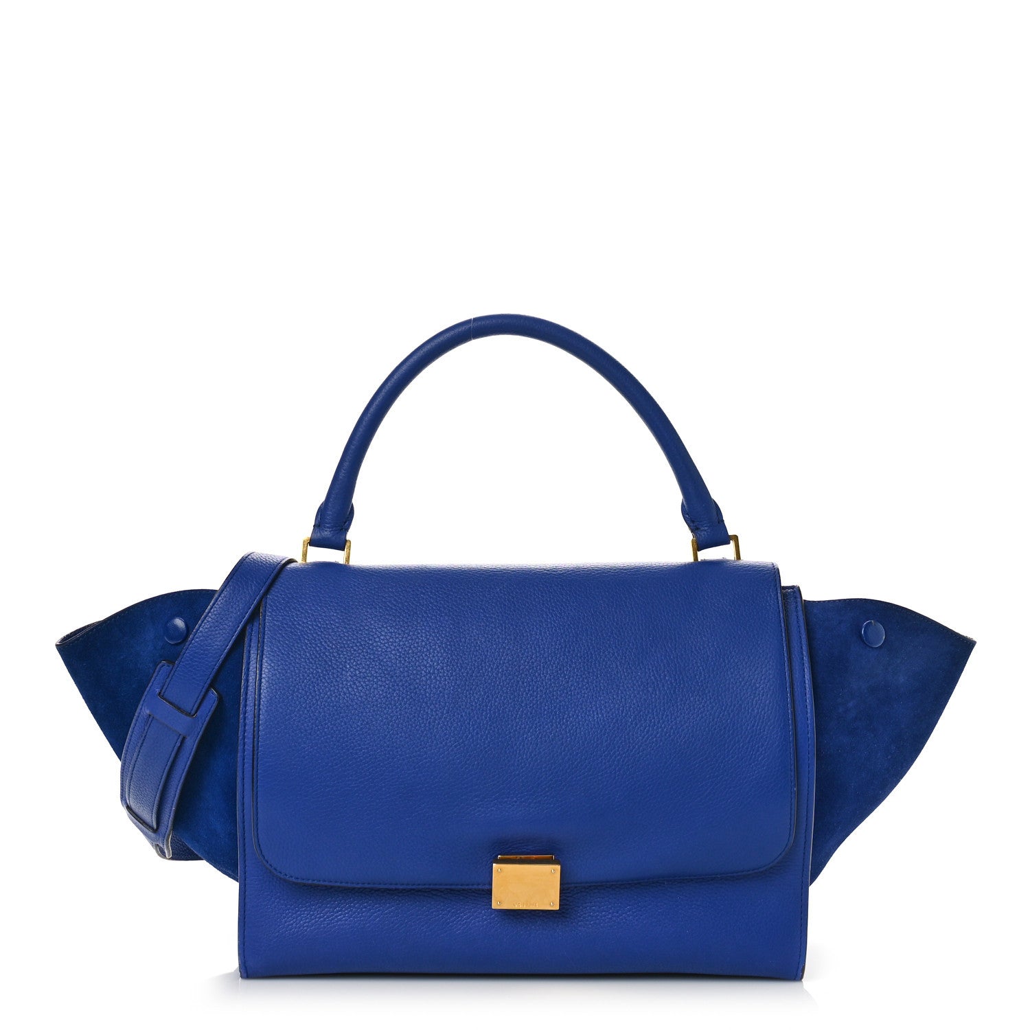 Celine Drummed Calfskin Suede Medium Trapeze Indigo 1 of 5