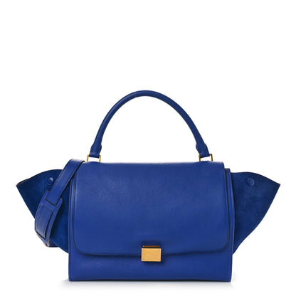 Celine Drummed Calfskin Suede Medium Trapeze Indigo 1 of 5
