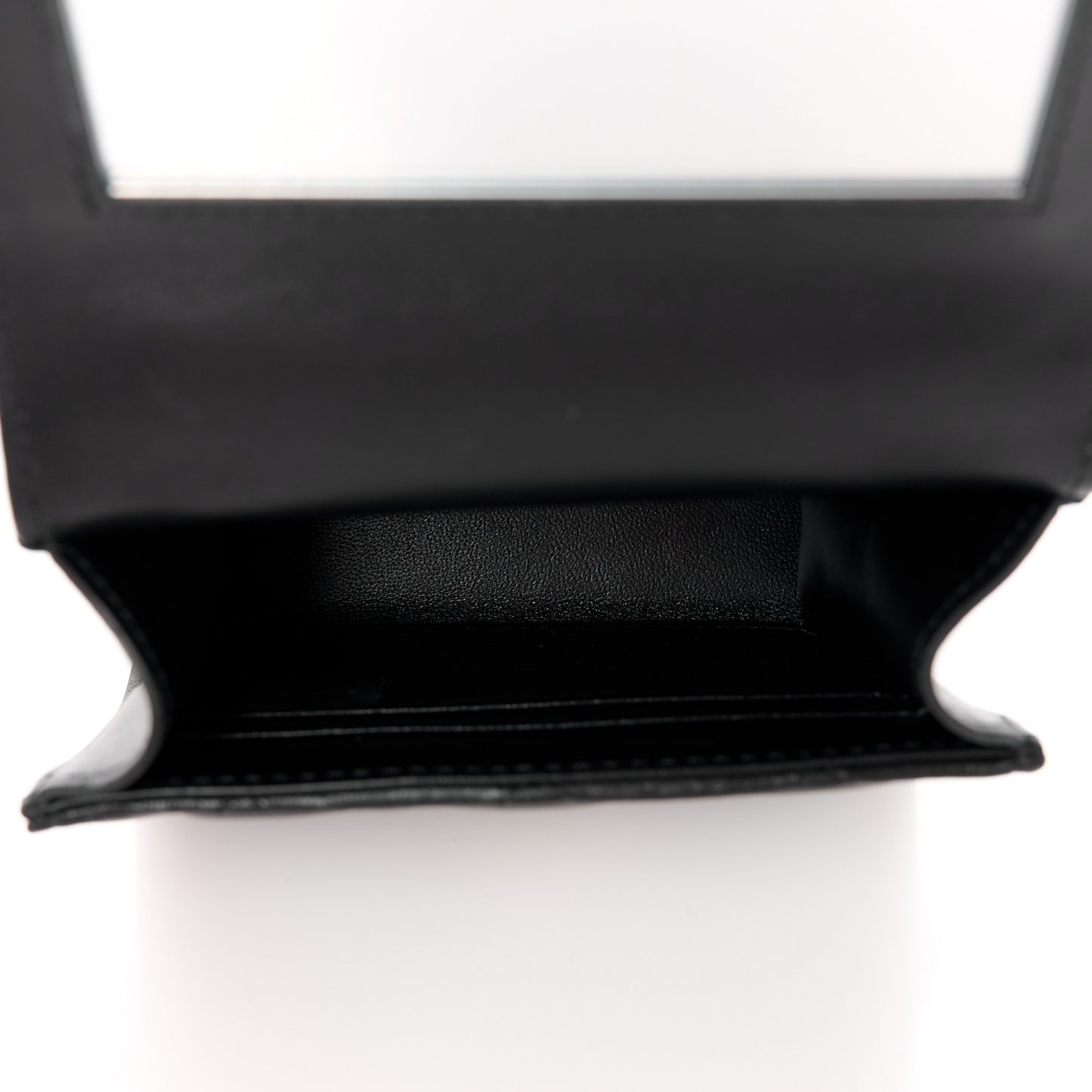 Lambskin Quilted Metal Top Handle Flap Clutch With Chain Black