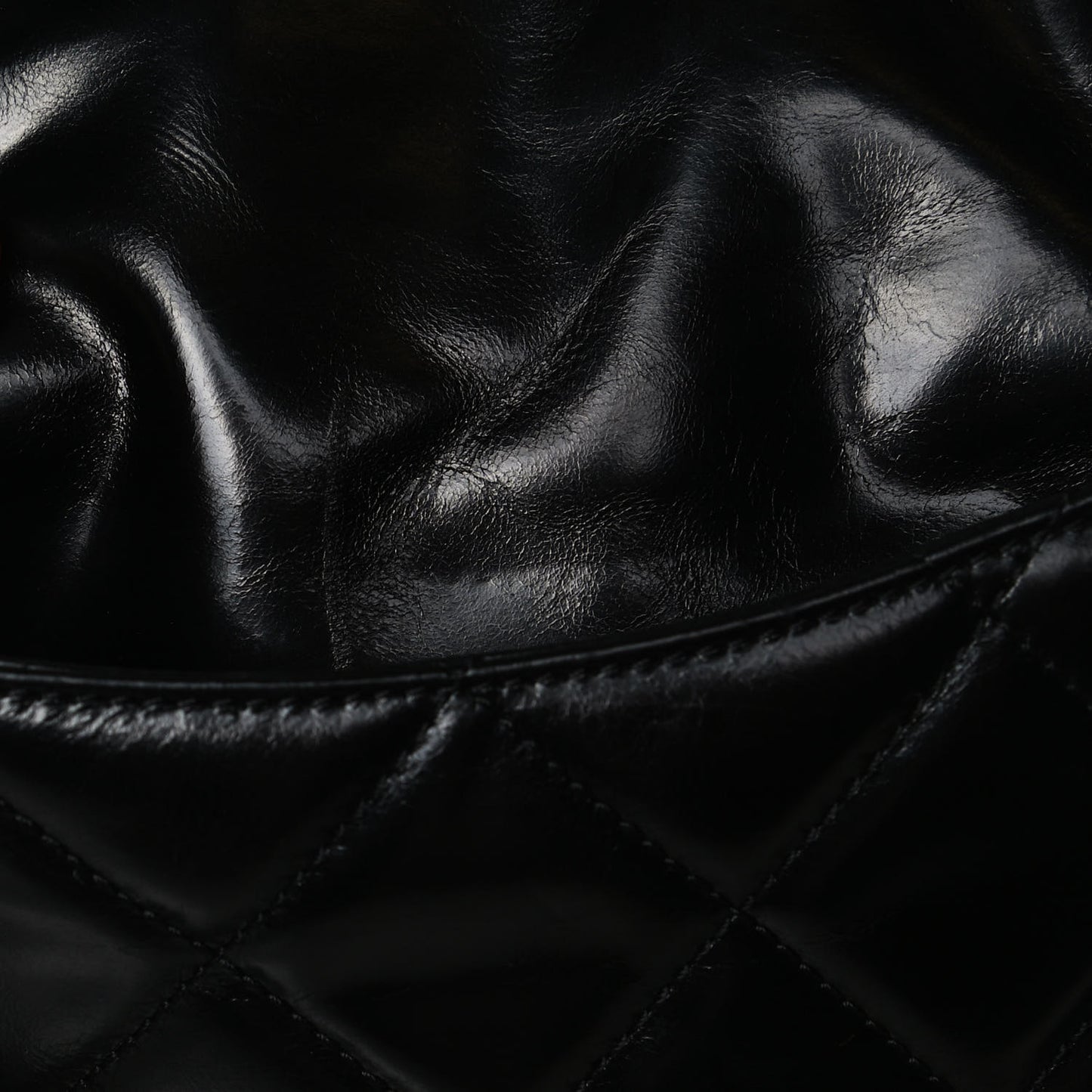Glazed Calfskin Small Deauville Tote Black