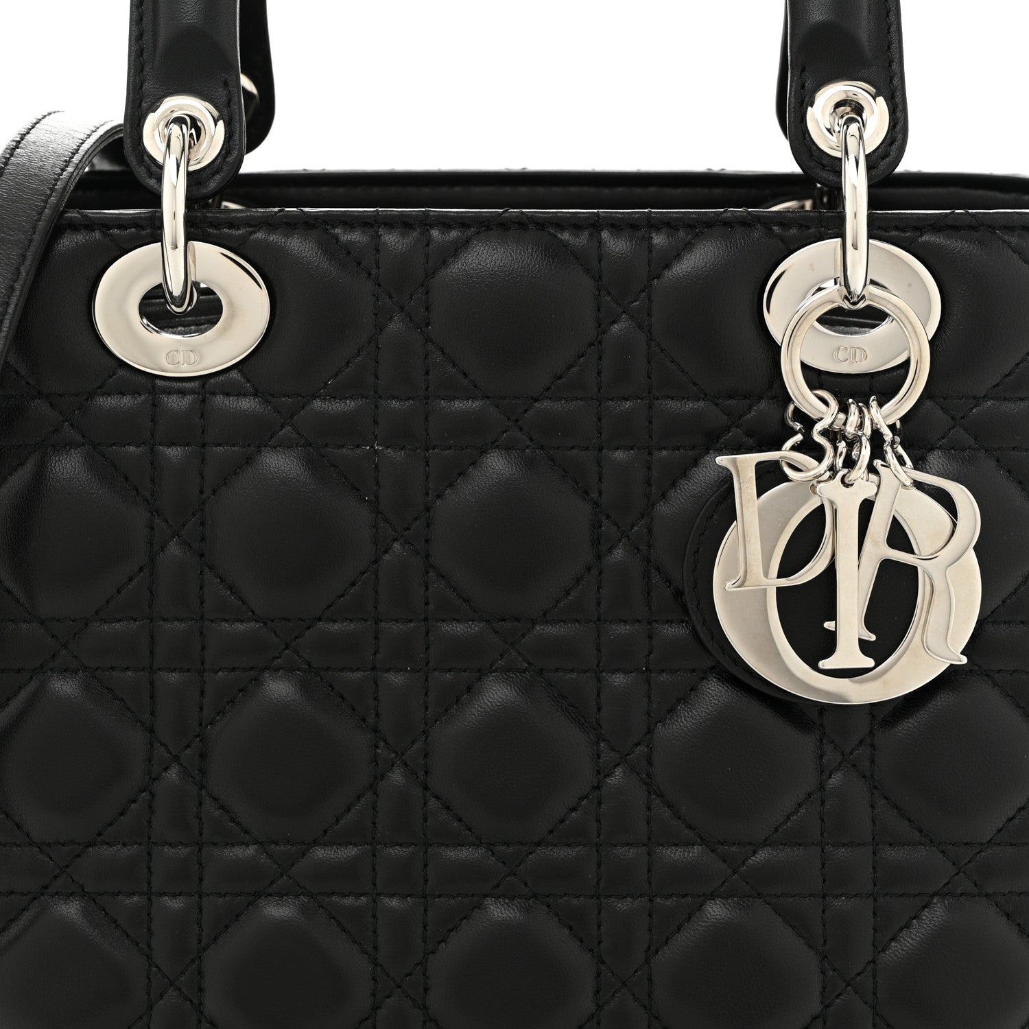Christian Dior Lambskin Cannage Medium Lady Dior Black 8 of 10