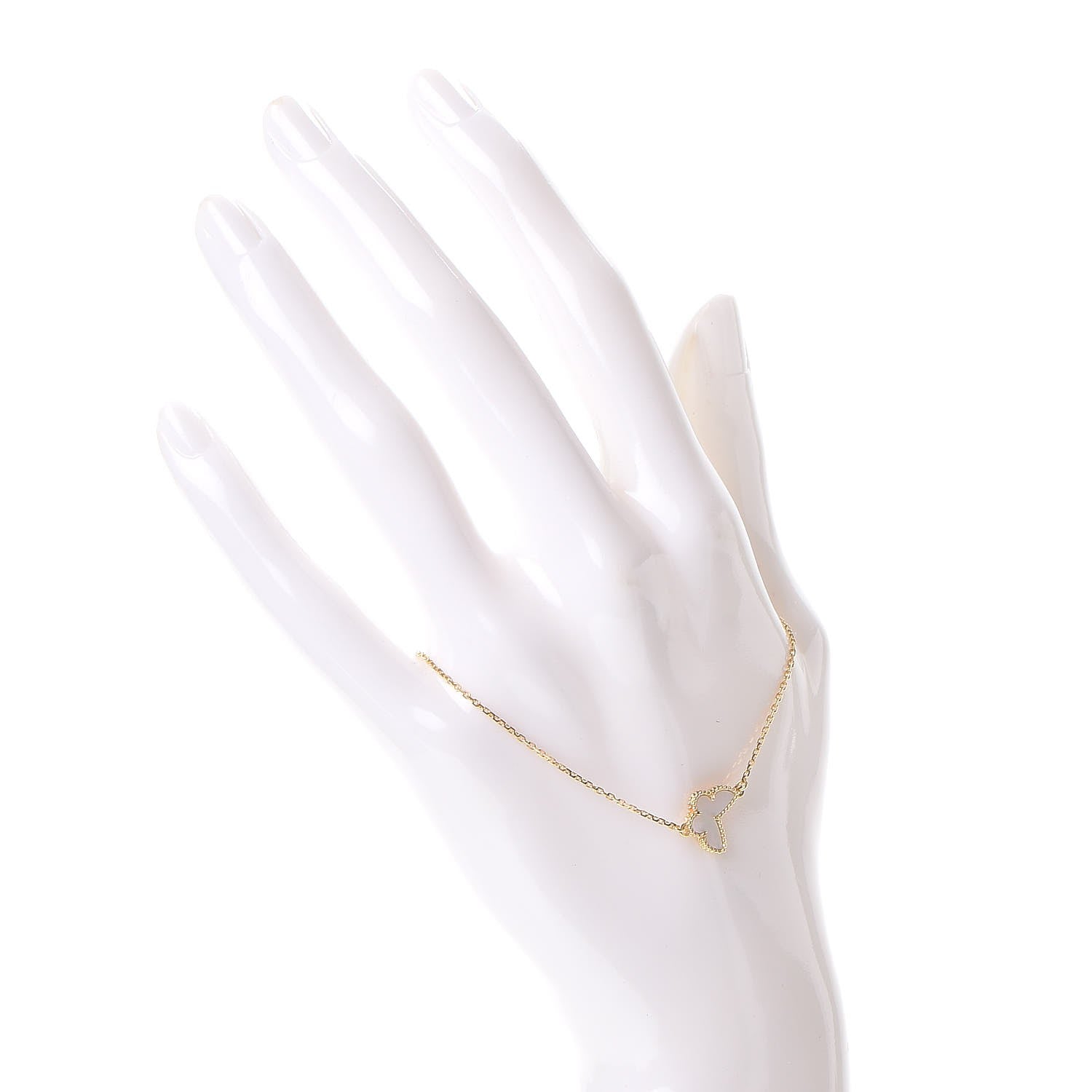 Van Cleef & Arpels 18K Yellow Gold Mother of Pearl Sweet Alhambra Butterfly Bracelet 2 of 9