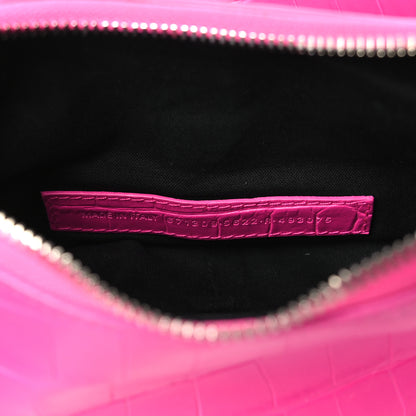 Balenciaga Extra Supple Calfskin Crocodile Embossed XS Le Cagole Shoulder Bag Lipstick Pink 7 of 11