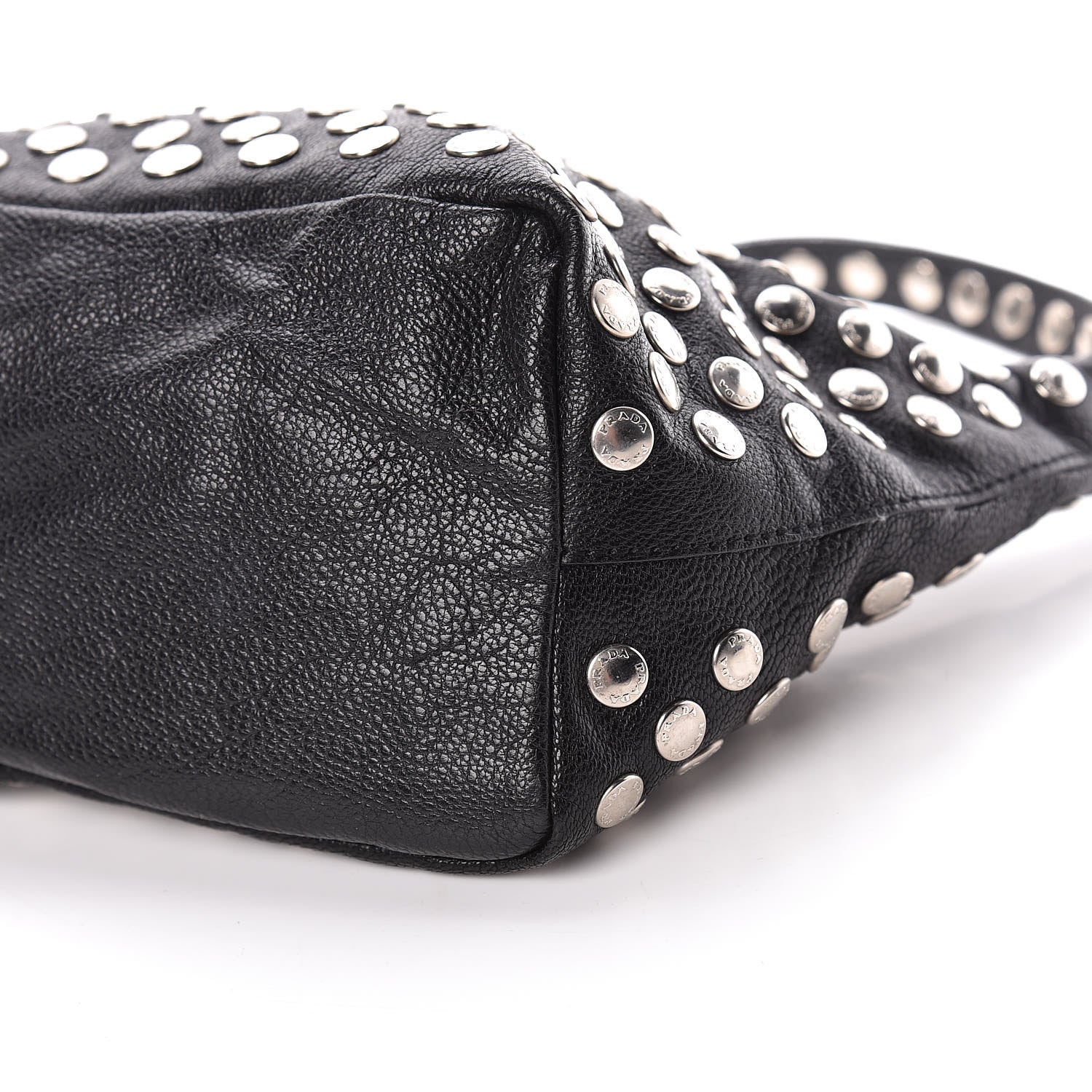 Prada Muflone Metal Studded Necessaire Shoulder Bag Black 11 of 11