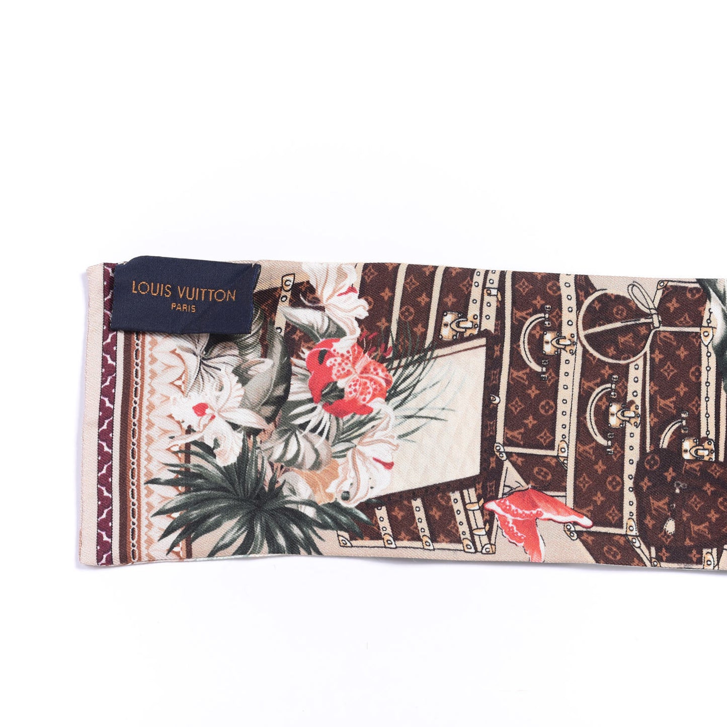 Silk Voyage Extraordinaire Bandeau Scarf Beige
