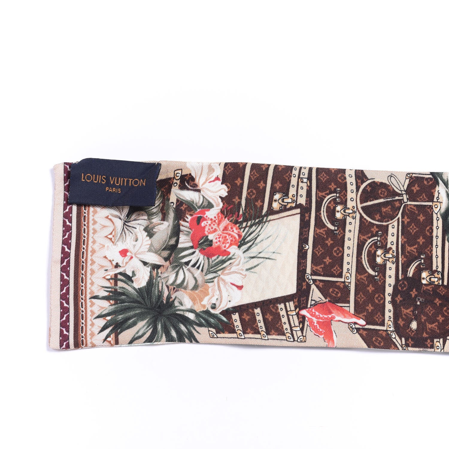 Louis Vuitton Silk Voyage Extraordinaire Bandeau Scarf Beige 3 of 3