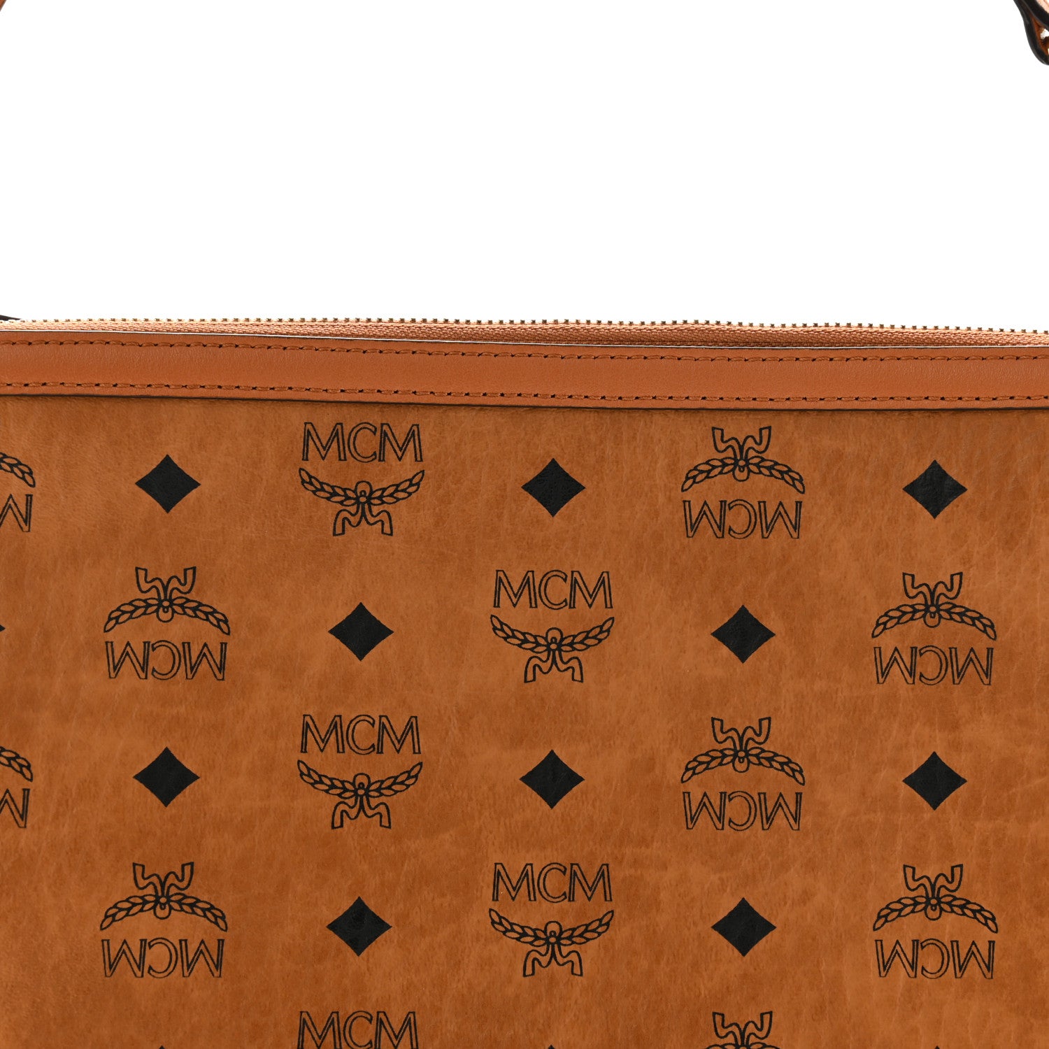 MCM Visetos Liz Shopper Tote Pouch Cognac 7 of 11