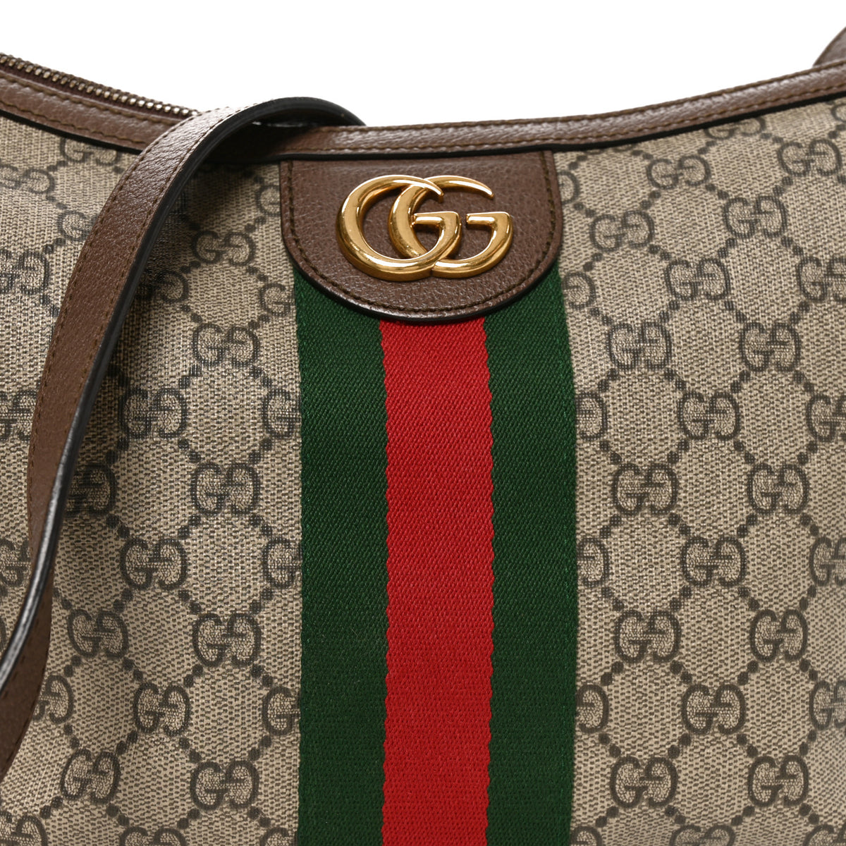 GG Supreme Monogram Web Small Ophidia Half Moon Hobo Brown