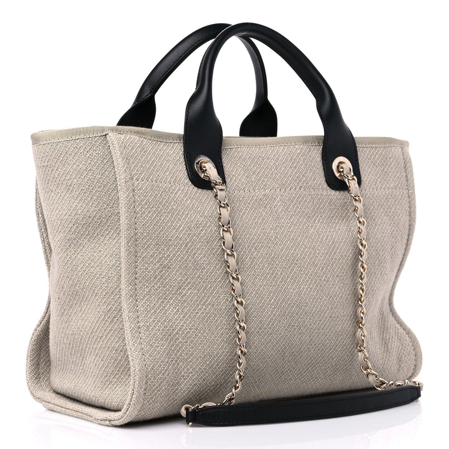Mixed Fibers Small Deauville Tote Beige Black