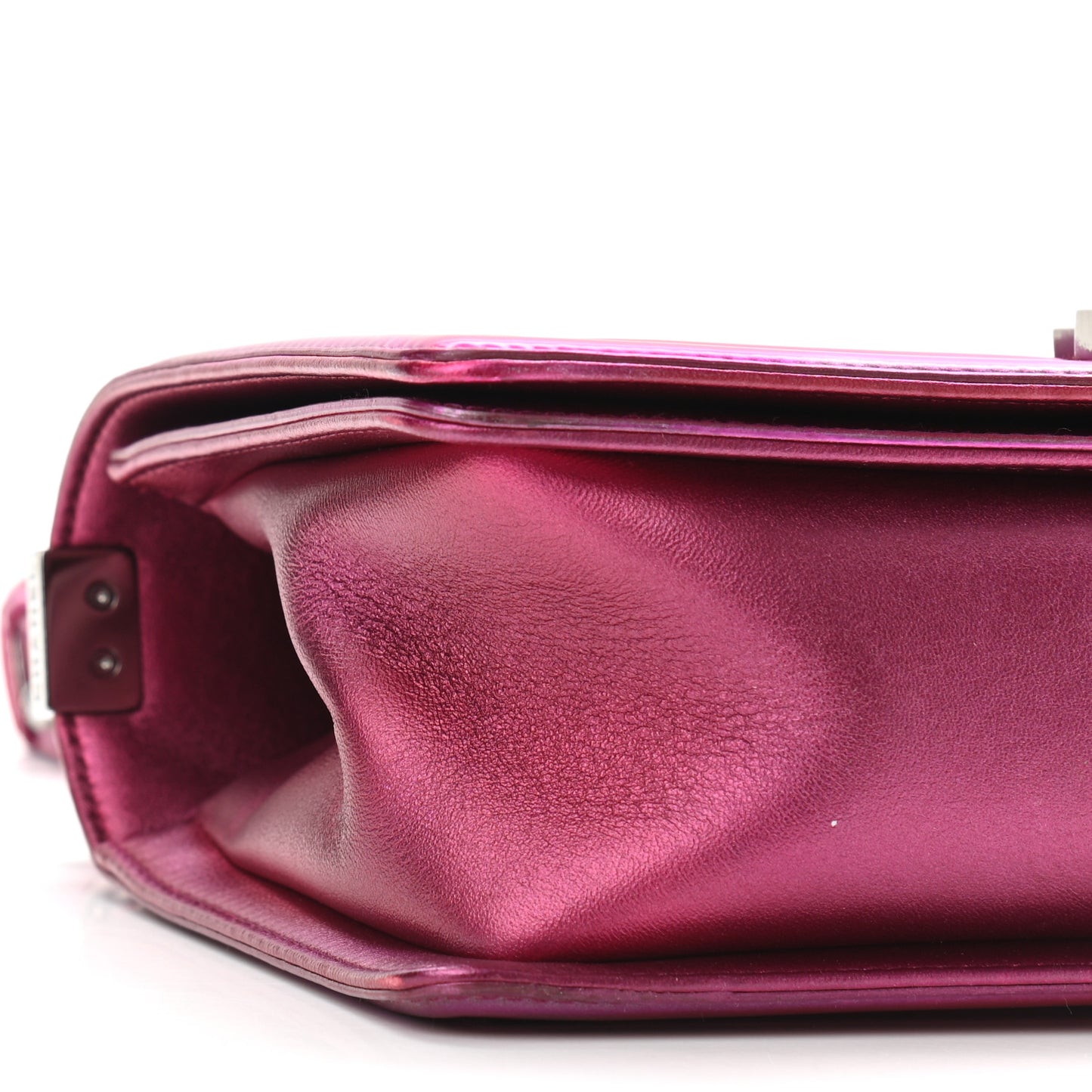 Metallic Patent Calfskin Quilted Medium Boy Flap Pink
