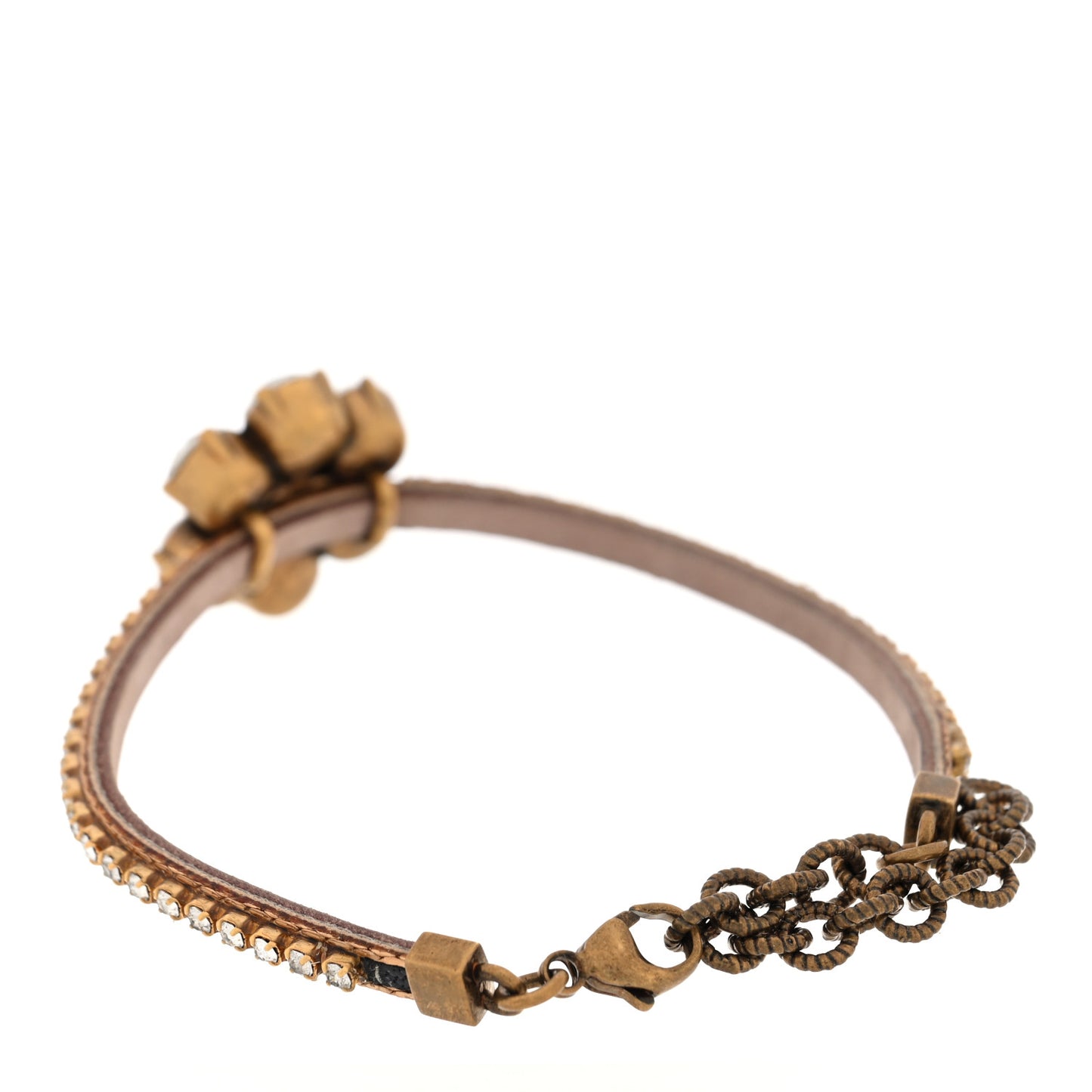 Metal Crystal Flower GG Bracelet Gold