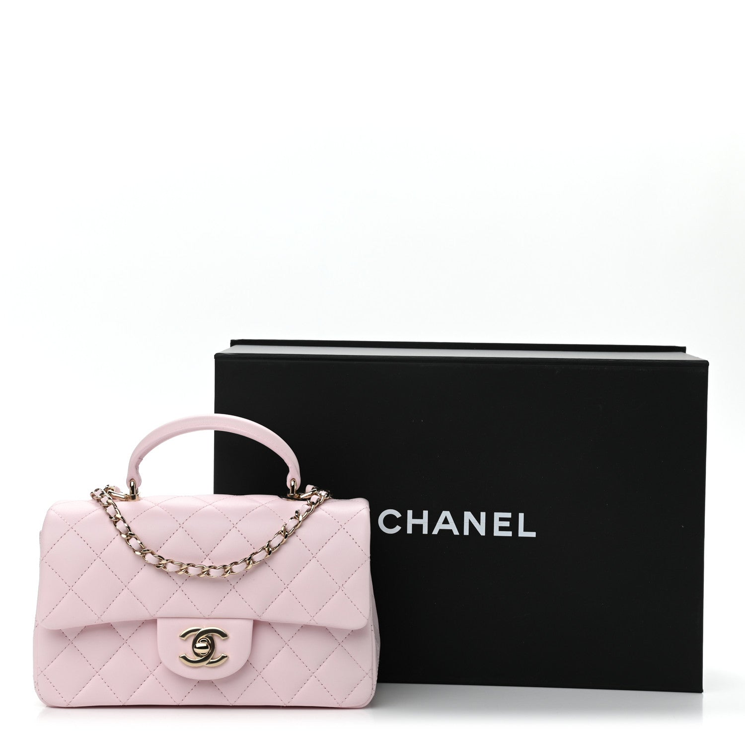 Chanel Lambskin Quilted Mini Top Handle Rectangular Flap Light Pink 11 of 11