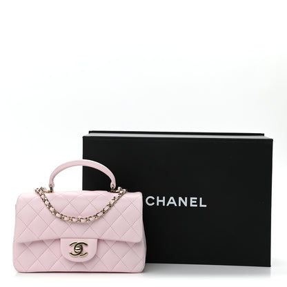 Chanel Lambskin Quilted Mini Top Handle Rectangular Flap Light Pink 11 of 11