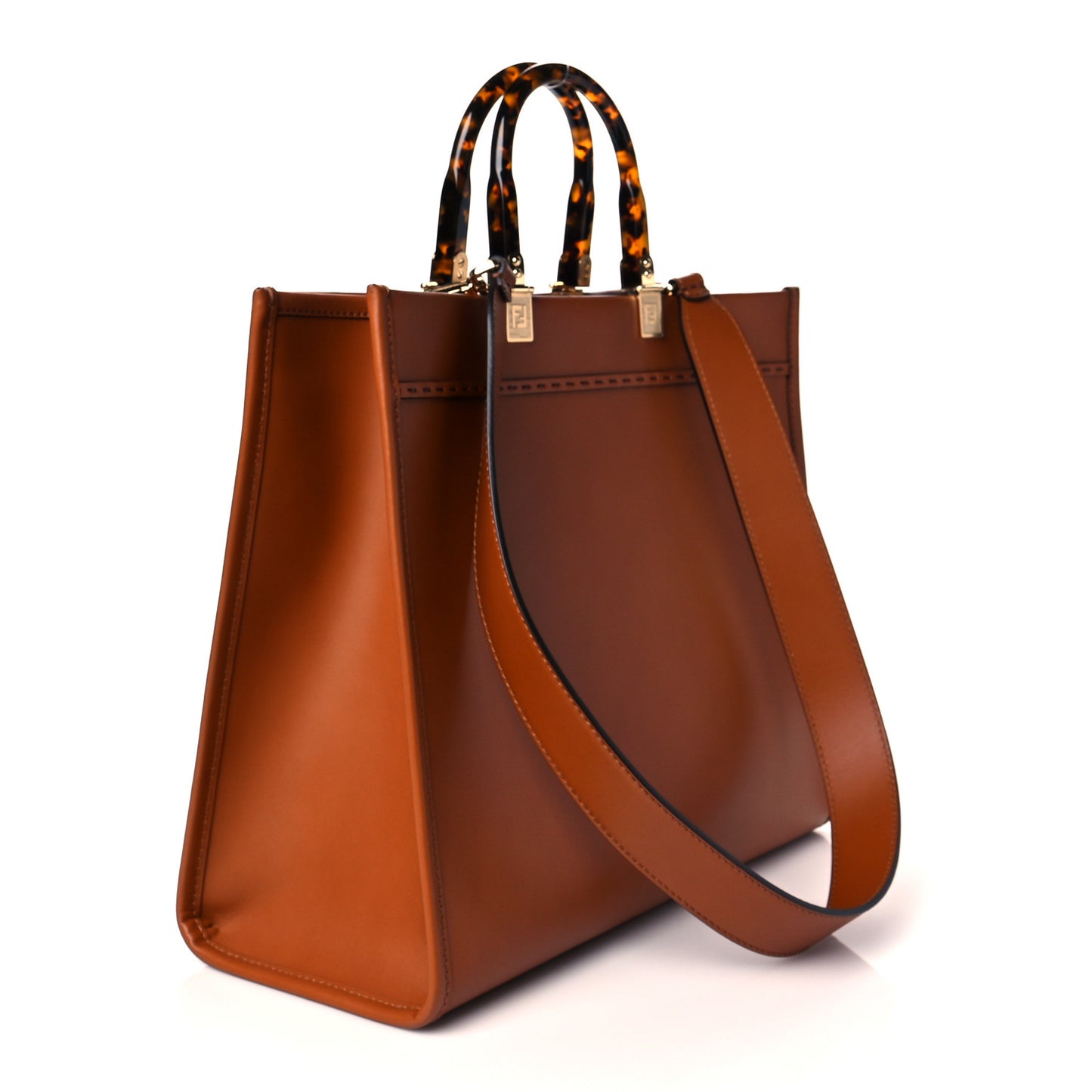Vitello King Plexiglass Medium Fendi Sunshine Shopper Tote Cuoio