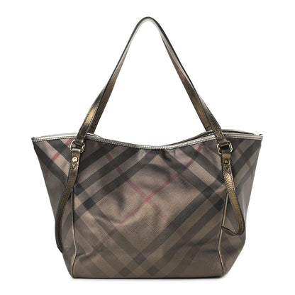 Burberry Metallic Nova Check Small Canterbury Tote Gold 1 of 18