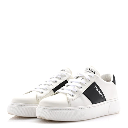 Prada Vitello Soft Logo 45mm Platform Sneakers 39 White Black 4 of 13