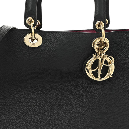 Christian Dior Bullcalf Large Diorissimo Tote Black Rose Indien 8 of 11