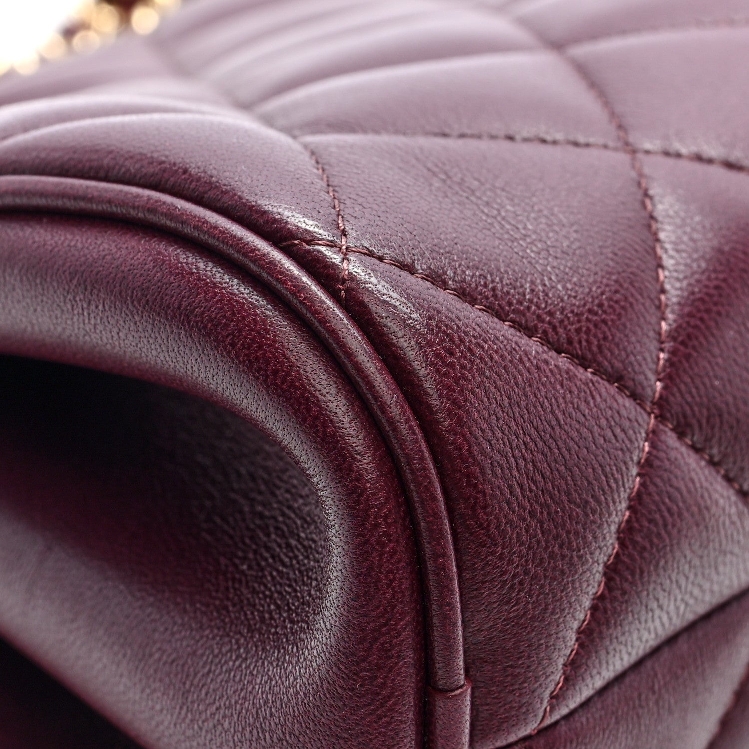 Chanel Lambskin Quilted CC Clutch With Chain Burgundy 9 of 10
