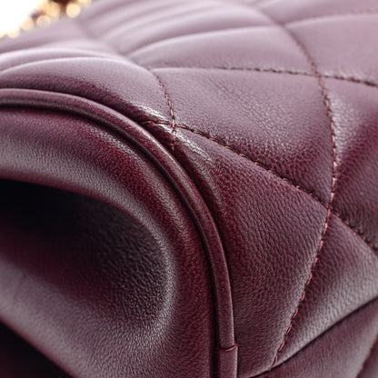 Chanel Lambskin Quilted CC Clutch With Chain Burgundy 9 of 10