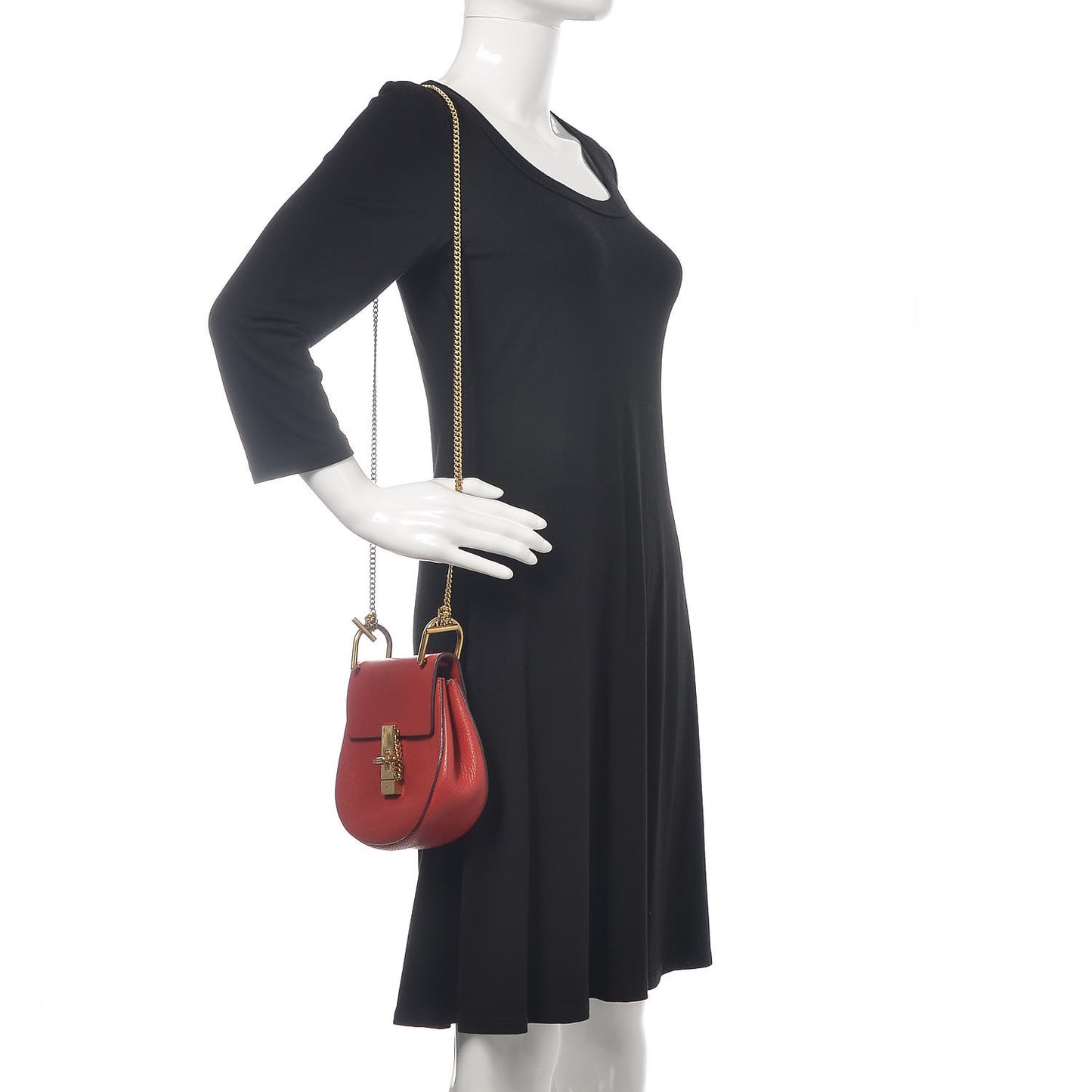 Grained Lambskin Mini Drew Shoulder Bag Plaid Red
