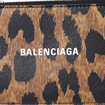 Balenciaga Calfskin Logo Leopard Print Cash Long Coin Card Holder Beige White 7 of 7